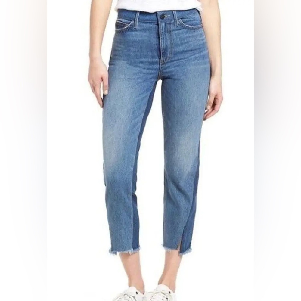 NWOT Sam Edelman Mary Jane Fringe Hem Contrast Jean Size 27